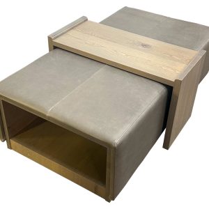 Afton Leather Ottoman with Sliding Table